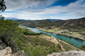 Panoramic vista over Ebro river valley,Spain