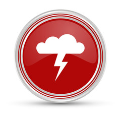 Obraz premium Roter Button - Gewitter - Blitz und Donner