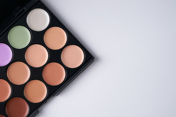 Professional make-up cosmetic isolated on white background with copy space.Close up.Top view.