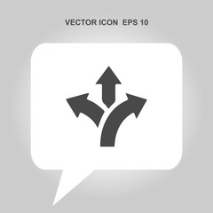 three-way direction arrow vector icon