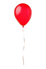 Schilderijen op glas Red flying balloon isolated on white © wolfelarry