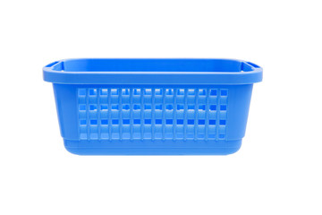 Blue plastic bin on isolated white background