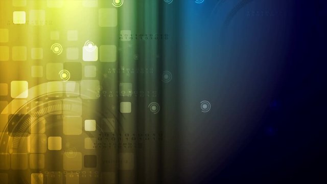 Bright technology communication motion background with squares, gears and low poly HUD elements. Video animation Ultra HD 4K 3840x2160