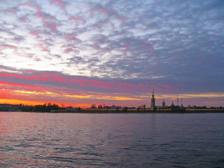 Obraz premium The Peter and Paul Fortress, St.Petersburg, sunset