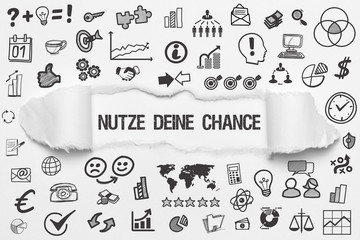 Nutze Deine Chance / weißes Papier mit Symbole