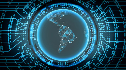 Future Technology Cyber Concept Background. South America. Vector Illustration