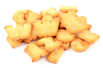 Crackers on a white background