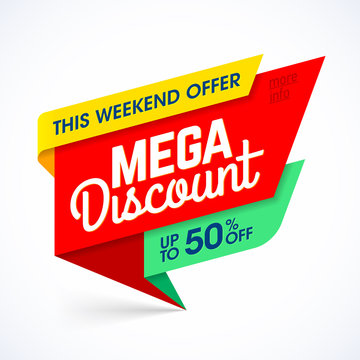 Mega discount weekend special offer banner vector illustration