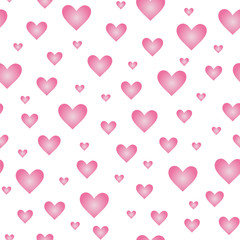 Valentines day seamless pattern with hearts isolated on white background. Design backdrop for Wedding Invitation Card.