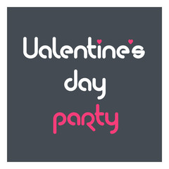 Valentines Day Party Flyer. Valentine's Day Party banner, flyer. Lettering for Valentine's Day Party invitation card template.