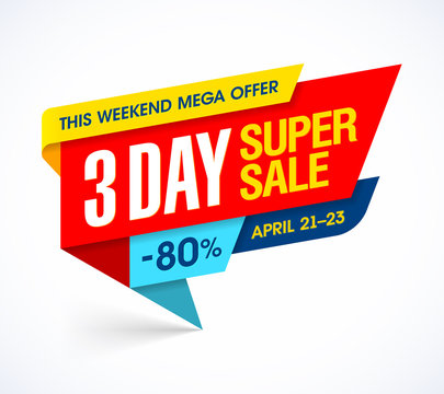 Three days super sale special offer banner 