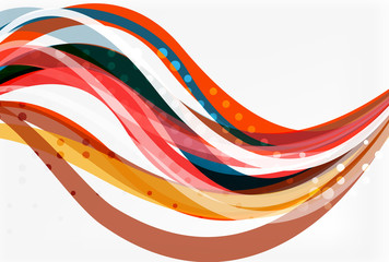 Fototapeta premium Vector color wave lines with dotted effect on light background