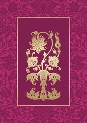wedding card design, paisley floral pattern , royal India