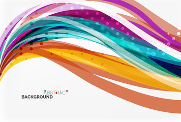 Vector color wave lines with dotted effect on light background