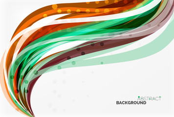 Vector color wave lines with dotted effect on light background