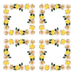 Beautiful floral background with yellow and cream roses 