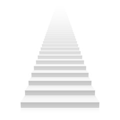 Fototapeta na wymiar White straight staircase stretches to infinity
