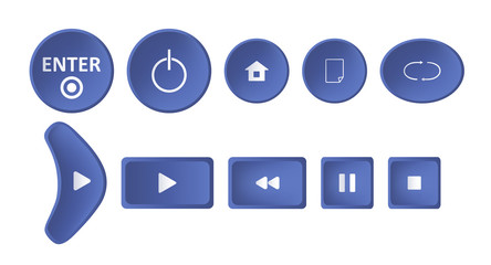 Player Remote Control Buttons Icon Set Isolated