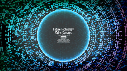 Future Technology Cyber Concept Background. Abstract Security Print. Blue Electronic Network. Digital System Design. Vector Illustration