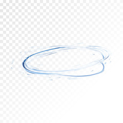 Transparent water splash spiral with drops isolated. 3d illustration vector created with gradient mesh. blue aqua surface swirl background. wirpool, swirl or vortex.