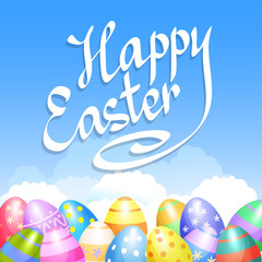 Fototapeta na wymiar Colorful Easter eggs border for Easter holidays design. Vector