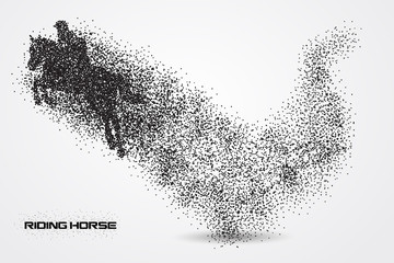 riding horse of a silhouette from particle.