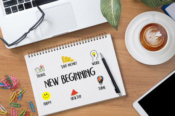Naklejka premium New Beginning Solution for Goals Start Your Life lifestyle be