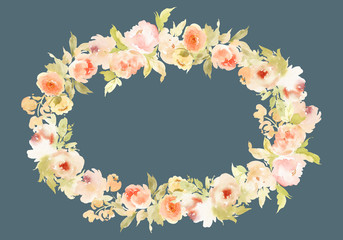 Greeting card with watercolor flowers handmade.