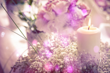 Fototapeta na wymiar Romantic candle bokeh background