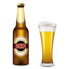 Realistic Beer Bottles : Vector Illustration