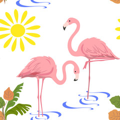 Pink flamingo on a sunny day