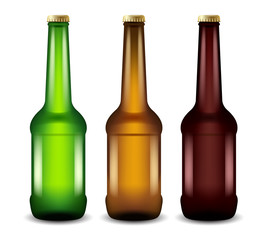 Realistic Beer Bottles : Vector Illustration