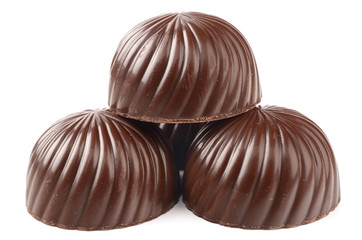 Dark chocolate on a white background