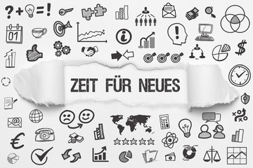 Zeit für Neues / weißes Papier mit Symbole