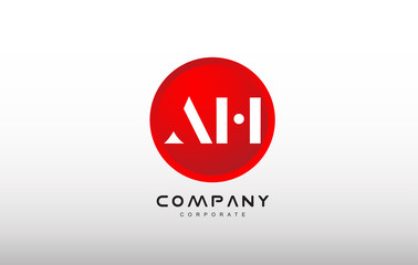 AH letter alphabet red circle dot logo vector design