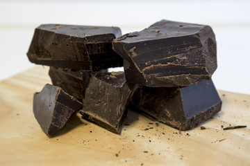 Broken chocolate pieces