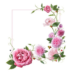 frame with pink flowers