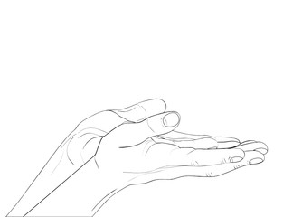 Gesture open palms. Two Hand gives or receives. Contour graphic 