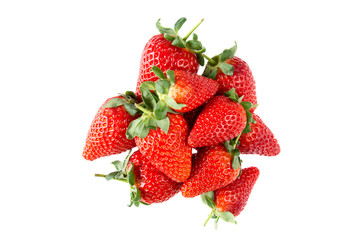 Pile of strawberries isolated on white