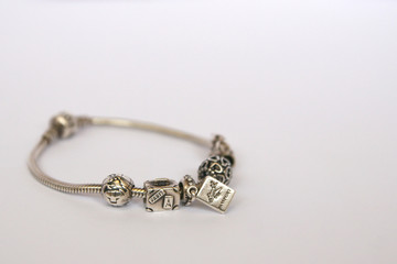 Silver isolated beads and charms