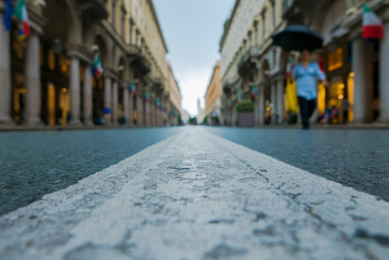 Torino Via Roma vista dalla strada - obrazy, fototapety, plakaty