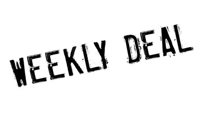 Weekly Deal rubber stamp. Grunge design with dust scratches. Effects can be easily removed for a clean, crisp look. Color is easily changed.