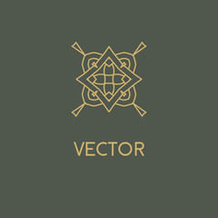 Fototapeta premium Luxury vector logo. Linear emblem
