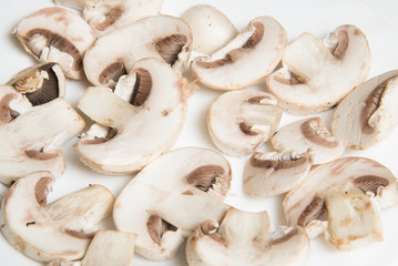 Mushrooms sliced for frying
