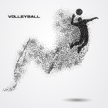 Volleyball player of a silhouette from particle.