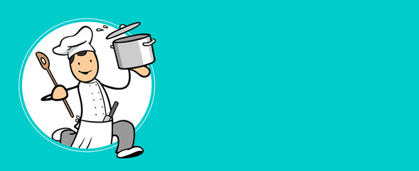 Schneller Cartoon Koch bringt Catering