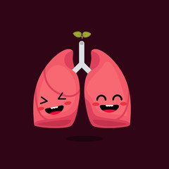 Lungs characters vector illustration