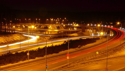 Fototapeta na wymiar Car light on overpass