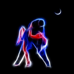 Couple dancing in moonlight silhouette