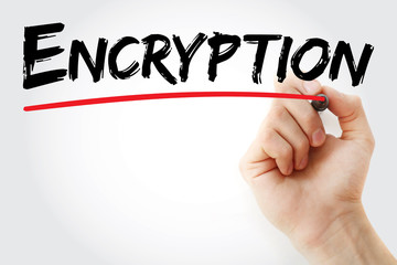 Hand writing Encryption with marker, concept background